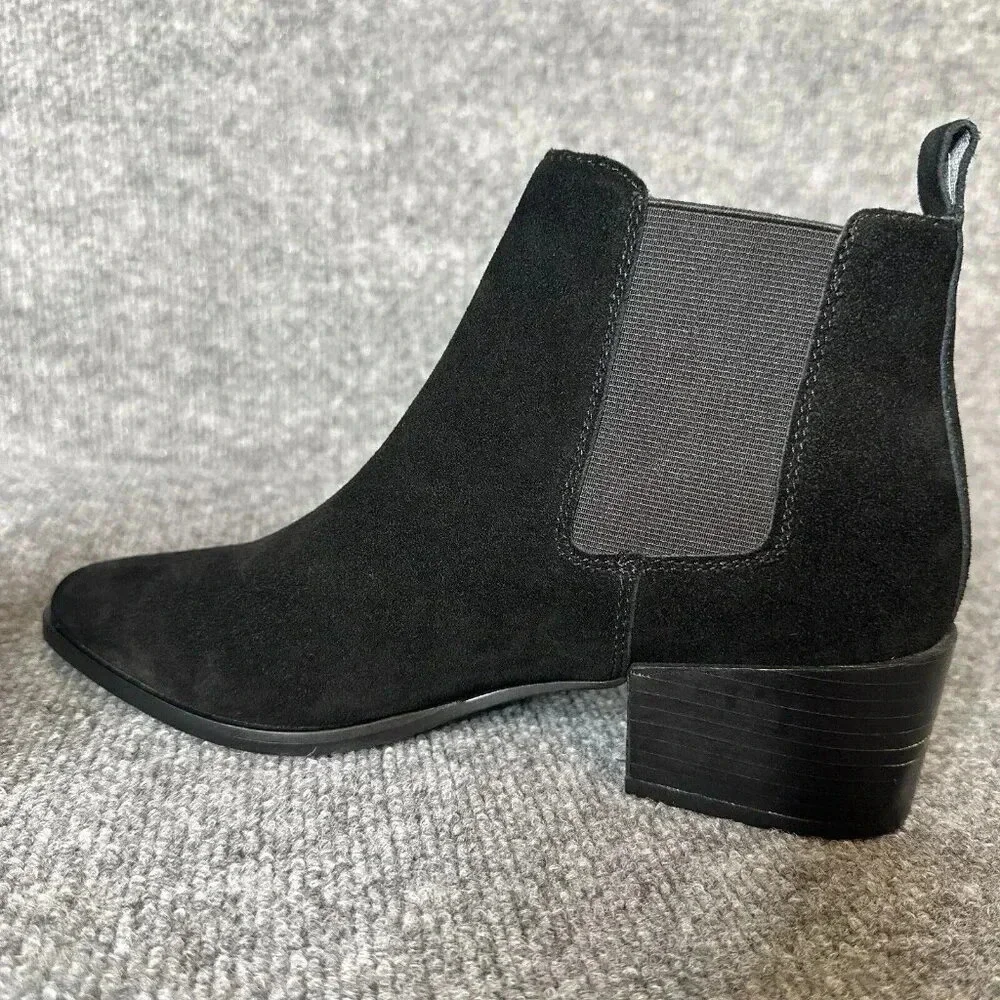 Steve Madden Ankle Boots Womens 7M Black Suede Pull On Classic Pointed Toe Shoes
